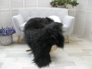 Pet Bed Blanket Fur Throw Black Long Soft Wool Icelandic Curly White Black Sheepskin Rug