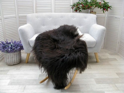 Dark Brown Real Sheepskin Rug Genuine Real Icelandic Sofa Floor Chair Throw G395
