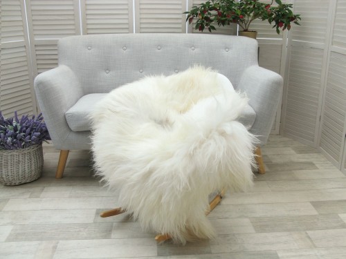 White Cream Real Sheepskin Rug Genuine Real Icelandic Sofa Floor Chair Throw G397