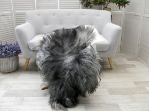 Grey Icelandic Sheepskin Rug Mongolian Style Genuine Curly Chair Sofa Throw G387