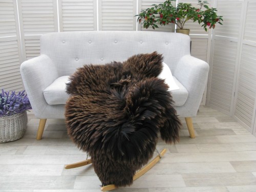 Luxury Genuine Icelandic Sheep Rug Natural Brown Black Colour Soft Single Floor Chair Cover G429