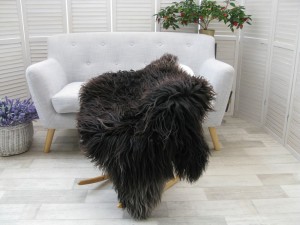 Genuine Icelandic Mongolian Brown White Sheep Rug Single Chair Sofa Floor Cover G431