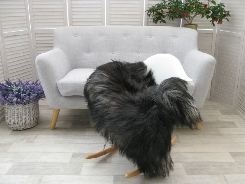 Sheep Rug Throw Genuine Real Grey Black Icelandic Single Sofa Floor Seat Pad Chair Cover G441