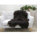 Sheep Rug Throw Genuine Real Dark Brown Icelandic Single Sofa Floor Seat Pad Chair Cover G444
