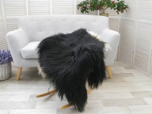Sheep Rug Throw Genuine Real Black Cream Icelandic Single Sofa Floor Seat Pad Chair Cover G446