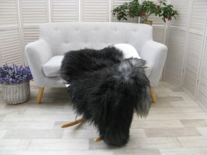 Sheep Rug Throw Genuine Real Black Grey Icelandic Single Sofa Floor Seat Pad Chair Cover G447