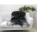 Sheep Rug Throw Genuine Real Black Grey Icelandic Single Sofa Floor Seat Pad Chair Cover G447