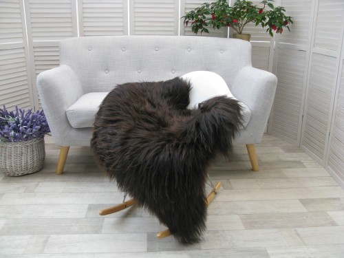Sheep Rug Throw Genuine Real Dark Brown Icelandic Single Sofa Floor Seat Pad Chair Cover G452