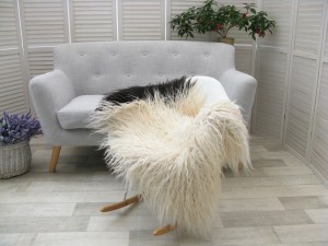 Curly Mongolian Sheepskin Rug Genuine Soft Fluffy Natural Sofa Throw G477