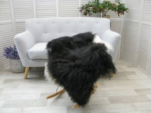 Pet Bed Blanket Fur Throw Black Long Soft Wool Icelandic Curly White Black Sheepskin Rug