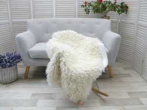 Curly Icelandic Sheepskin Rug Natural White Mongolian Style G516