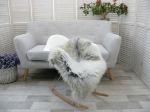 Grey White Icelandic Single Sheepskin Rug G524