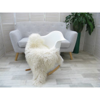Cream Curly Mongolian Single Sheepskin Rug G608