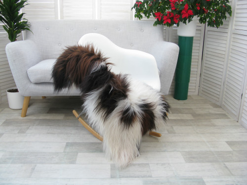 Brown White Icelandic Single Sheepskin Rug G651