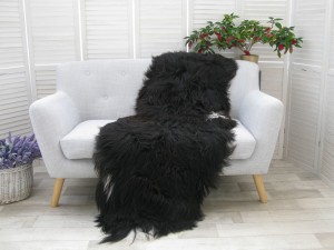 Real Icelandic Double Sheepskin Rug Hide Brown Black Natural Soft Sofa Bed Throw D39