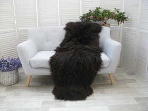 Real Icelandic Double Sheepskin Rug Hide Brown Black Natural Soft Sofa Bed Throw D40