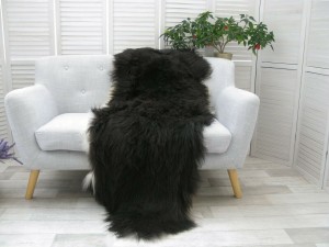 Real Icelandic Double Sheepskin Rug Hide Black White Natural Soft Sofa Floor Bed Cover D42