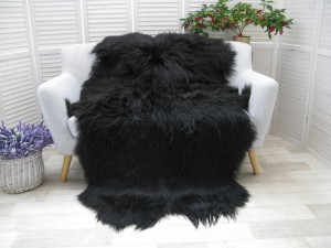 Black Brown Quad Sheepskin Rug Real Icelandic Lambskin Sofa Bed Throw Shaggy Rug Q44