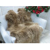 Beige Brown Quad Sheepskin Rug British Herdwick Throw Q81