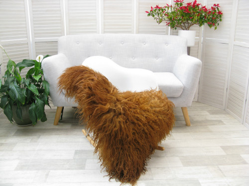 Brown Dyed Curly Single Sheepskin Rug GD10