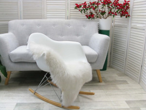 Luxury White Cashmere Goat Rug G634