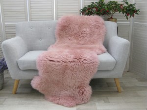 Real British Double Sheepskin Rug Hide Powder Pink Dyed Soft Sofa Bed Throw D41