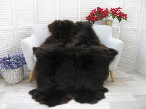Fluffy Thick & Shaggy Large 4 Pelt Sheepskin Soft Natural Sheepskin Rug Quad 