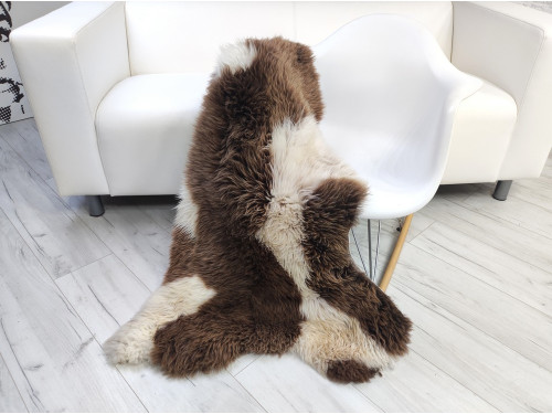 BROWN WHITE JACOB SHEEPSKIN RUG J709 BROWN WHITE JACOB SHEEPSKIN RUG J709